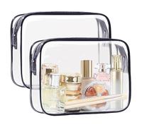 COSHAYSOO Clear Makeup Bag Sunscreen Pouch with Letter Patches Summer Beach Essential Stuff Accessories Birthday Christmas Gifts for Women Mom Teacher Nurse, Black-Clear