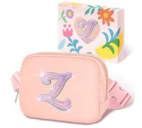 COSHAYSOO Initial Letter Belt Bag Crossbody Waist Fanny Pack Trendy Chest Purse Travel Essentials Birthday Christmas Gifts for Women Teen Girls, Pink, S, Z