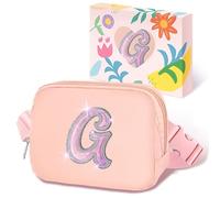 COSHAYSOO Initial Letter Belt Bag Crossbody Waist Fanny Pack Trendy Chest Purse Travel Essentials Birthday Christmas Gifts for Women Teen Girls, Pink, S, G
