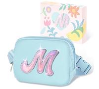 COSHAYSOO Initial Letter Belt Bag Crossbody Waist Fanny Pack Trendy Chest Purse Travel Essentials Birthday Christmas Gifts for Women Teen Girls, Blue, S, M