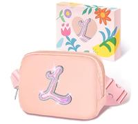 COSHAYSOO Initial Letter Belt Bag Crossbody Waist Fanny Pack Trendy Chest Purse Travel Essentials Birthday Christmas Gifts for Women Teen Girls, Pink, S, L