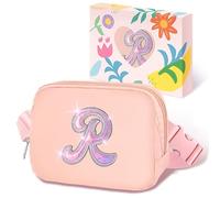 COSHAYSOO Initial Letter Belt Bag Crossbody Waist Fanny Pack Trendy Chest Purse Travel Essentials Birthday Christmas Gifts for Women Teen Girls, Pink, S, R