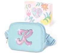 COSHAYSOO Initial Letter Belt Bag Crossbody Waist Fanny Pack Trendy Chest Purse Travel Essentials Birthday Christmas Gifts for Women Teen Girls, Blue, S, K