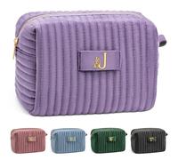 COSHAYSOO Initial Makeup Cosmetic Bags for Women with Butterfly Decor, Purple