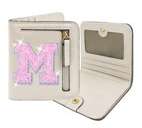 COSHAYSOO Initial Wallet RFID Small Bifold Slim Letter Wallet for Women Teenager Girls Travel Daily Necessities Credit Cards Money Cash Coin Organizer, Cream, Compact, M