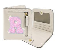 COSHAYSOO Initial Wallet RFID Small Bifold Slim Letter Wallet for Women Teenager Girls Travel Daily Necessities Credit Cards Money Cash Coin Organizer, Cream, Compact, R