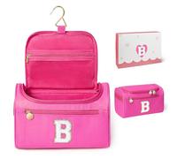 COSHAYSOO Popular Social Worker Volunteer Appreciation Gifts Thank You Office Work Anniversary Present for Admin Assistant Secretary, Initial Hanging Toiletry Bag Waterproof Hot Pink Letter B