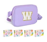 COSHAYSOO Small Waist Fanny Pack Belt Bag with Initial Letter Patch Adjustable Strap for Women Teen Girl Running Traveling Gym Hiking, Mini Crossbody Travel Purse Cross Body Trendy Preppy Pouch,