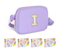 COSHAYSOO Small Waist Fanny Pack Belt Bag with Initial Letter Patch Adjustable Strap for Women Teen Girl Running Traveling Gym Hiking, Mini Crossbody Travel Purse Cross Body Trendy Preppy Pouch,