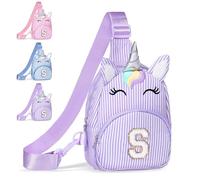 COSHAYSOO Small Waist Fanny Pack Belt Bag with Initial Letter Patch Adjustable Strap for Women Teen Girl Traveling Gym Hiking, Crossbody Travel Purse Cross Body Trendy Preppy Pouch, Light Purple, S
