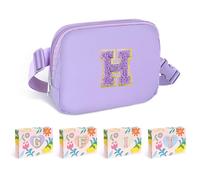 COSHAYSOO Small Waist Fanny Pack Belt Bag with Initial Letter Patch Adjustable Strap for Women Teen Girl Running Traveling Gym Hiking, Mini Crossbody Travel Purse Cross Body Trendy Preppy Pouch,