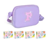 COSHAYSOO Small Waist Fanny Pack Belt Bag with Initial Letter Patch Adjustable Strap for Women Teen Girl Running Traveling Gym Hiking, Mini Crossbody Travel Purse Cross Body Trendy Preppy Pouch