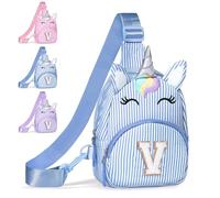 COSHAYSOO Small Waist Fanny Pack Belt Bag with Initial Letter Patch Adjustable Strap for Women Teen Girl Traveling Gym Hiking, Crossbody Travel Purse Cross Body Trendy Preppy Pouch, Light Blue