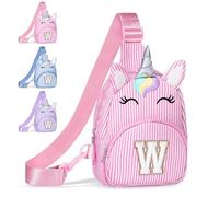 COSHAYSOO Small Waist Fanny Pack Belt Bag with Initial Letter Patch Adjustable Strap for Women Teen Girl Traveling Gym Hiking, Crossbody Travel Purse Cross Body Trendy Preppy Pouch, Light Pink