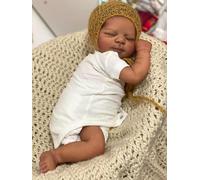 cosheng -18 Inch Full Body Dark Skin Realistic Vinyl Lifelike Reborn Baby Dolls Boy Newborn Baby Doll Sleeping Soft Vinyl Bebes Reborn Toy for Kids Age 3+