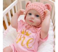 cosheng 20 INCH Realistic Look Real Reborn Baby Loulou Awake Cloth Body Soft Vinyl Reborn Baby Dolls Girl That Lifelike Newborn Baby Doll Real Life Doll Xmas Toy Set for Kids