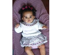 COSHENG-24 Inch Reborn Baby Dolls Black 60CM Silicone Vinyl Girl American Afircan Newborn Toddler Dolls Realistic Chubby Body with Rooted Hair Realistics Bebe Gift Toys Set for Kids Age3+