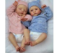 cosheng Lifelike 18 Inch Reborn Baby Dolls Twins Newborn Toddler Soft Silicone Vinyl Doll Real Life Baby Bebe Reborn Girl Xmas Gift