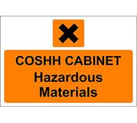 Coshh cabinet Warning Sign - 1.2mm Rigid plastic 200mm x 150mm