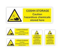 COSHH Cupboard Signs/Self-Adhesive Stickers/Mixed Sizes 5 Pack/Premium Gloss Finish/Weatherproof/COSHH Sign Multipack