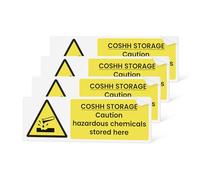 COSHH Sign | Cupboard Safety Stickers | 4 Pack | 15 x 5cm | Gloss Finish