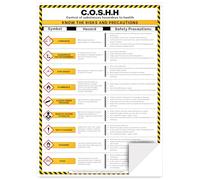 COSHH STICKER Poster - A4 Sign - Health & Safety at Work Wall Chart - Hazard Symbols - Workplace Safety Sign - HSE Compliance Training Aid for UK Businesses