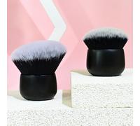 COSHINE 2pcs Oval Ultra-Soft Foundation Blush Kabuki Brush Set-Dense Bristiles Makeup Brushes, for Face&Body Powder, Cream, Blush, Self-Tanner & Tanning Application (Black)