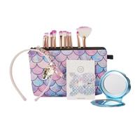 COSHINE Mermaid Gifts for Girl friend, 5pcs Unique Makeup Tools Gift Box-Mermaid Makeup Brushes, Cosmetic Bag, Head Band, Mirror and Hair Clip for Niece Daughter Her, pink