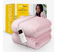 Cosi Home® Luxury Faux Fur Heated Throw - Electric Heated Blanket with 9 Heat Settings, 9 Hour Timer and Overheat Protection - Machine Washable with Remote Control - Pink Faux Fur Throw