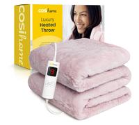 Cosi Home® Luxury Faux Fur Heated Throw - Electric Heated Blanket with 9 Heat Settings, 9 Hour Timer and Overheat Protection - Machine Washable with Remote Control - Pink Faux Fur Throw