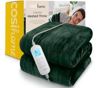Cosi Home® Luxury Heated Throw - Electric Blanket - Extra Large Heated Blanket, Machine Washable Fleece with Digital Remote, 10hr Timer and 10 Heat Settings (British Racing Green)