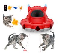 Cosicosy 2-in-1 Interactive Cat Toys for Indoor Cats, Automatic Cat Toy with 7 Holes Mice Whack A Mole Moving Feather, Red Dot & Star Pointer Kitten Toys, Smart cat toy with remote control, Red
