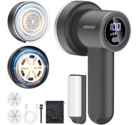 Cosicosy Fabric Shaver, Bobble Remover for Clothes Lint Remover Debobbler Clothes Shaver LED Digital Display 2-In-1 Lint Roller Wool Defuzzer Fluff Remover Quick and Effective Grey (3 Blades Included)