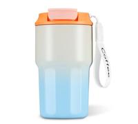 Cosictic 16 OZ Vacuum Insulated Coffee Cup, Leak-Proof Stainless Steel Coffee Travel Mug, 2-in-1 Straw Flip Lid, Keep Hot and Cold (Light Blue)