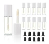 COSIDEA 10pcs 3ml empty lip gloss tubes with wand 0.1OZ Round mini White lipgloss tube container for DIY cosmetics packing