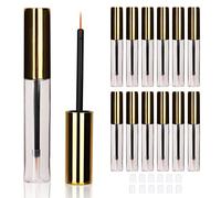 COSIDEA 12PCS Empty plastic golden 10ml Eyeliner tubes packing Vials Bottle Container Eyeliner Brush Applicator for DIY Eyelash Growth Oil