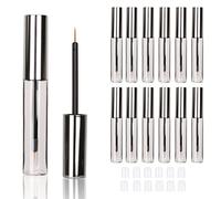 COSIDEA 12PCS Empty plastic Silver 10ml Eyeliner tubes packing Vials Bottle Containe Eyeliner Brush Applicator for DIY Eyelash Growth Oil