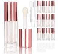 COSIDEA 14pcs Empty 6ml big doe foot wand Chunky lip gloss tubes for DIY lipgloss,Pink round lipgloss containers tubes with thick wand, Rose gold, 4-4.5 Years 3X-Narrow Little Kid, Tube