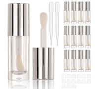 COSIDEA 14pcs Empty 6ml big doe foot wand Chunky lip gloss tubes for DIY lipgloss,Pink round lipgloss containers tubes with thick wand, Silver