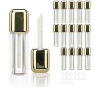 COSIDEA 14pcs Gold 7ml Square big brush wand lip gloss tubes container for DIY lipgloss bottles with large doe foot applicator