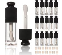 COSIDEA 18PCS Empty 8ML Square clear Lip Gloss Tube Black big doe foot wand lipgloss tubes for Lip oil tint bottles container