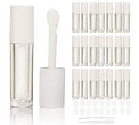 COSIDEA 24 pcs Empty 5ml big brush lip gloss tube White round lipgloss tubes container with big doe foot wand