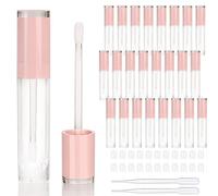 COSIDEA 26 pcs Refillable Empty 8ml Lip Gloss Tubes with clear Wand,Round Pink Lipgloss Containers,DIY cosmetic packing Container Bulk Wholesale