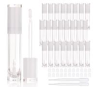 COSIDEA 26 pcs Refillable Empty 8ml Lip Gloss Tubes with clear Wand,Round white Lipgloss Containers,DIY cosmetic packing Container Bulk Wholesale