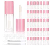 COSIDEA 30pcs Pink Empty 6ml 0.2oz Lip Gloss Tubes with Big Doe Foot Wand,Round Lipgloss Containers,Concealer Tube Cosmetic Packing Container Bulk Wholesale
