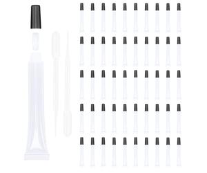 COSIDEA 50 PCS Empty Long Slim 15ml Squeeze Lip Gloss Tubes Refill Set, Black Lid, Clear, Rose Pink, Blue, Purple, White, Black, Gold, Silver