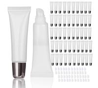COSIDEA 50Pcs 12ml /0.4oz Silver Lip Gloss Squeeze Tubes, Soft Refillable Lipgloss Containers Empty, DIY Lipgloss Balm Cosmetic packing