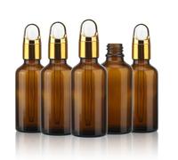 COSIDEA 6pcs Empty 50ml 1.67oz Amber Glass dropper bottles travel bottle container For essence oil, Serum