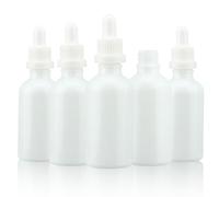 COSIDEA 6pcs Empty 50ml 1.67oz White Glass dropper bottle for Serum essence oil bottles with burglarproof cap