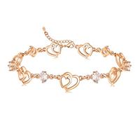 Cosie Lily Bracelet for Women,925 Sterling Silver Heart Bracelets for Womens, Cubic Zirconia Gold Plated jewelry for Ladies, Jewellery for Girls,Birthday Gifts for Mother